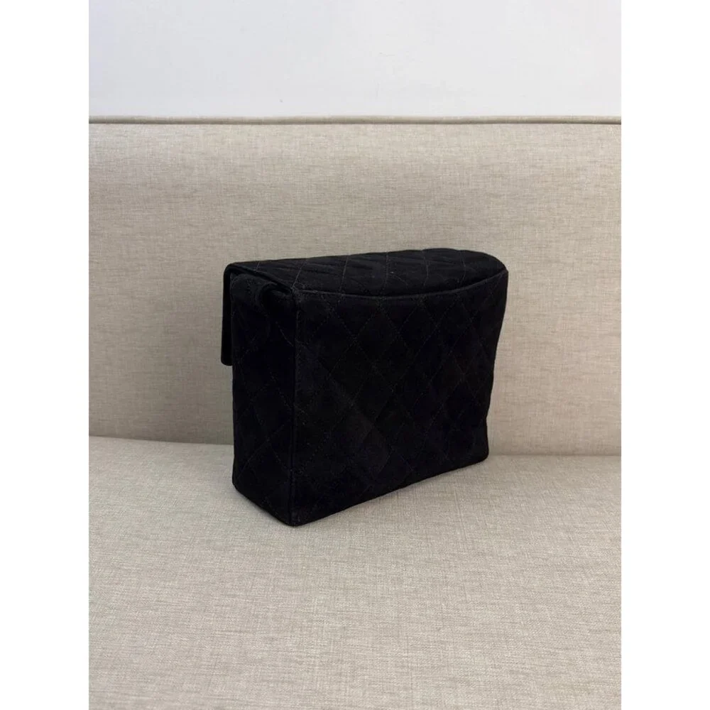 CHANEL Black Suede Vintage Vanity Shoulder Bag 24K GHW